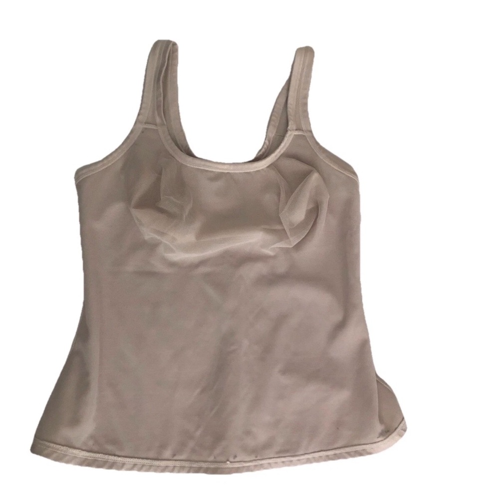 Women’s XS Cream White Shapewear Tank Top Cami Smooth Stretch Mesh Lined Molded